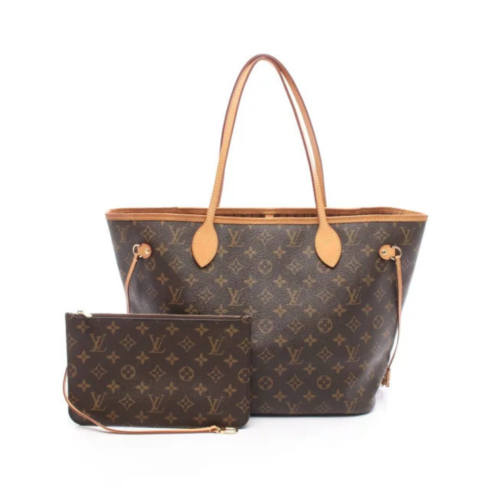 Louis Vuitton Neverfull Tote Bag Canvas Leather Monogram Brown
